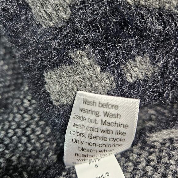 Nine West Open Cardigan Sweater Black Gray Animal Print Size Small Long Sleeve - Picture 5 of 6